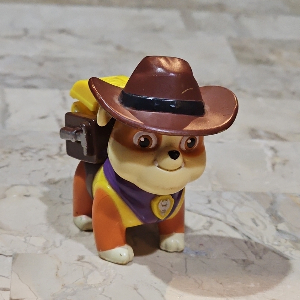 Paw Patrol Action Pack Pup‎ Cowboy Rubble Figure 2.5” Tall  Cow Boy  Rare Toy